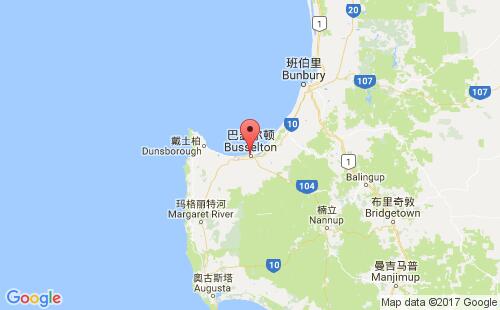 澳大利亞港口巴瑟爾頓busselton港口地圖