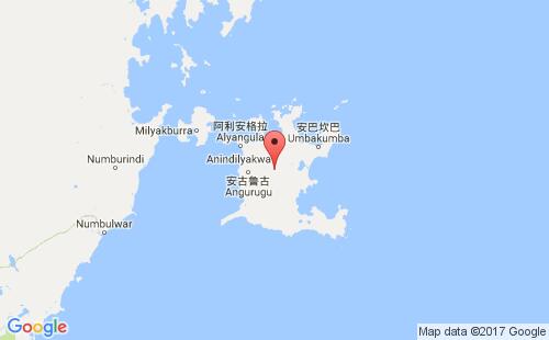 澳大利亞港口格魯特島groote eylandt港口地圖