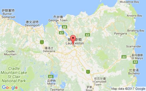 澳大利亞港口朗塞斯頓launceston港口地圖