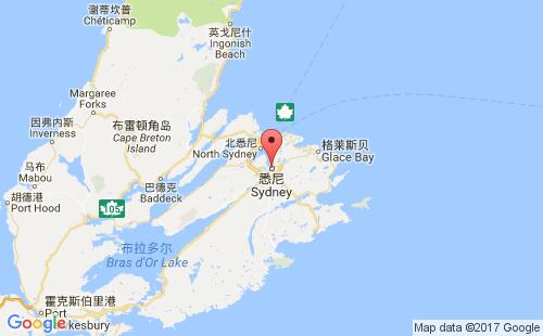 加拿大港口西德尼sydney,ca港口地圖