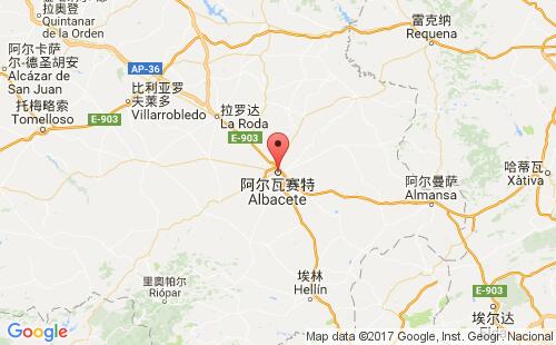 西班牙港口阿爾瓦塞特albacete港口地圖