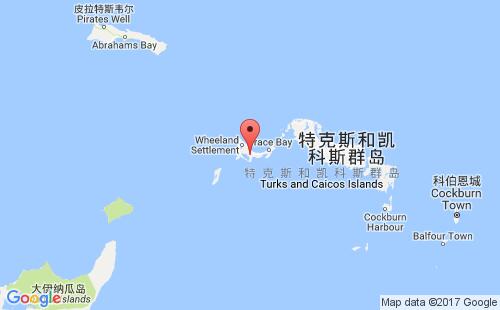 特克斯和凱科斯群島港口普羅維登西亞萊斯島providenciales港口地圖