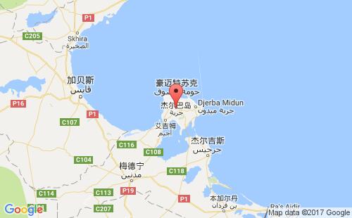 突尼斯港口杰爾巴島djerba island港口地圖